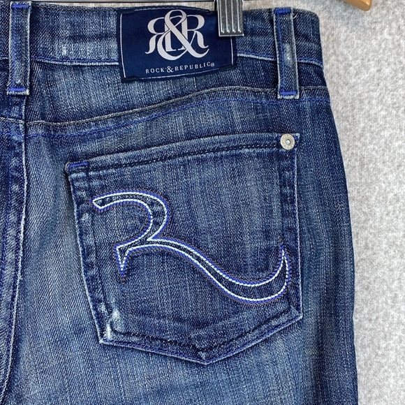 Rock & Republic jeans distressed tapered leg relaxed fit size 28 low rise - Picture 6 of 12